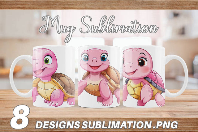 Mug Wrap Pink Turtle Valentine Sublimation artnoy 
