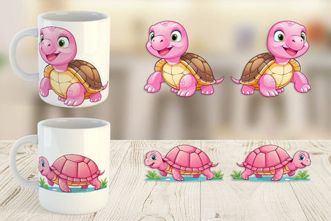 Mug Wrap Pink Turtle Valentine Sublimation artnoy 