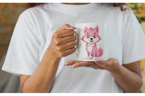 Mug Wrap Pink Wolf Valentine Sublimation artnoy 