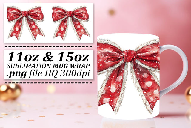 Mug wrap PNG files, elevate your crafting game! , Bow Sublimation afrosvg 
