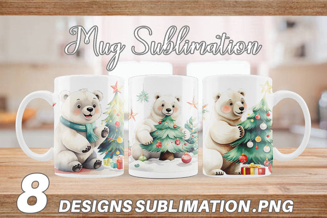 Mug Wrap Polar Bear Christmas Sublimation artnoy 