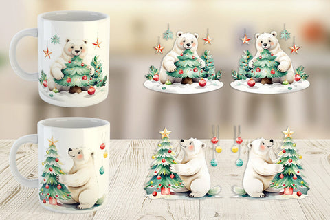 Mug Wrap Polar Bear Christmas Sublimation artnoy 