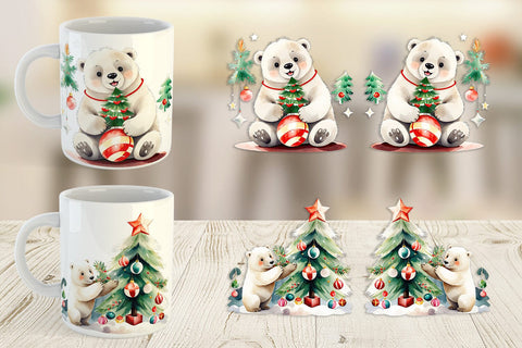 Mug Wrap Polar Bear Christmas Sublimation artnoy 