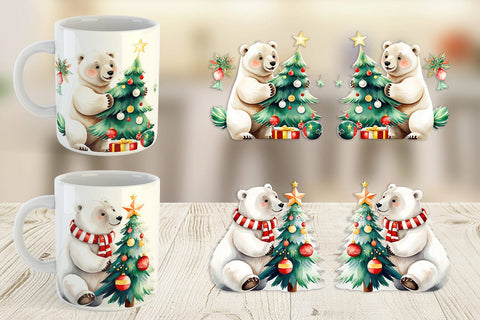 Mug Wrap Polar Bear Christmas Sublimation artnoy 