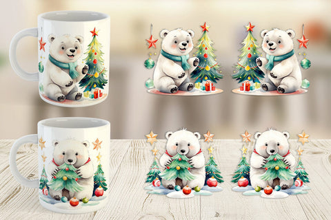 Mug Wrap Polar Bear Christmas Sublimation artnoy 