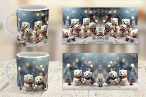 Mug Wrap Polar Bears Christmas Sublimation artnoy 
