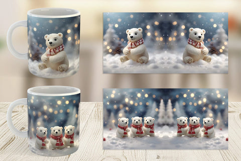 Mug Wrap Polar Bears Christmas Sublimation artnoy 
