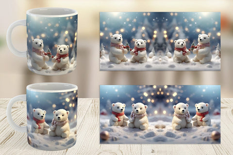 Mug Wrap Polar Bears Christmas Sublimation artnoy 