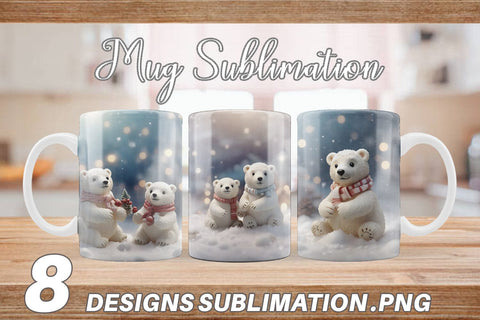 Mug Wrap Polar Bears Christmas Sublimation artnoy 