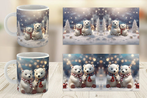Mug Wrap Polar Bears Christmas Sublimation artnoy 