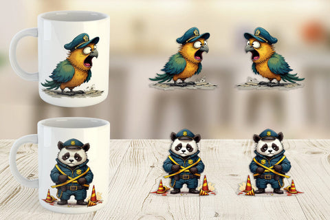 Mug Wrap Police Chaos Critters Sublimation artnoy 