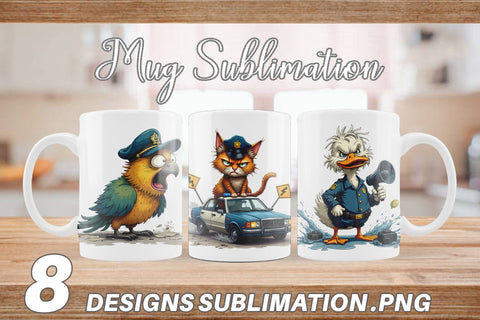 Mug Wrap Police Chaos Critters Sublimation artnoy 
