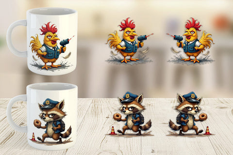 Mug Wrap Police Chaos Critters Sublimation artnoy 