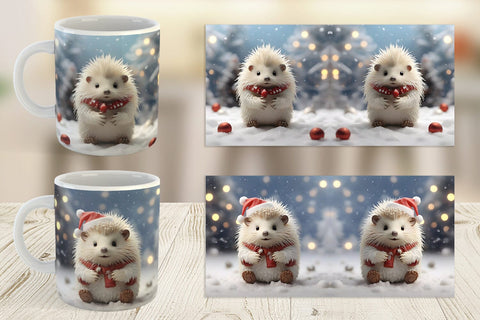 Mug Wrap Porcupine Christmas Sublimation artnoy 
