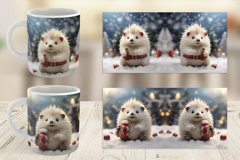 Mug Wrap Porcupine Christmas Sublimation artnoy 