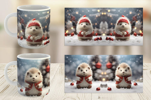 Mug Wrap Porcupine Christmas Sublimation artnoy 