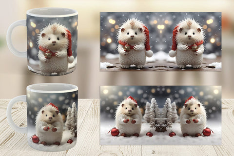 Mug Wrap Porcupine Christmas Sublimation artnoy 