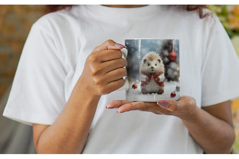 Mug Wrap Porcupine Christmas Sublimation artnoy 