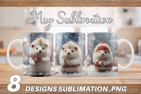 Mug Wrap Porcupine Christmas Sublimation artnoy 
