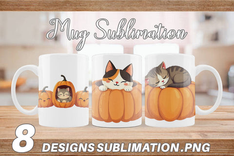 Mug Wrap Pumpkin Cats Fall Sublimation artnoy 