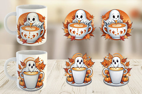 Mug Wrap Pumpkin Spice Ghost Sticker Sublimation artnoy 
