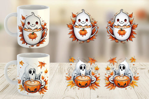 Mug Wrap Pumpkin Spice Ghost Sticker Sublimation artnoy 