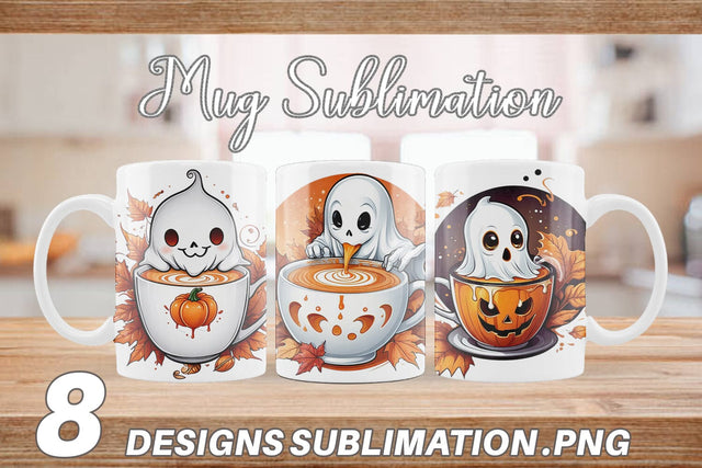 Mug Wrap Pumpkin Spice Ghost Sticker Sublimation artnoy 