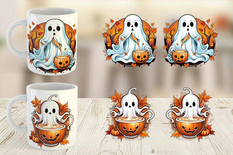 Mug Wrap Pumpkin Spice Ghost Sticker Sublimation artnoy 