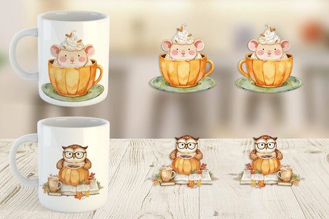 Mug Wrap Pumpkin Tea Animals Sublimation artnoy 