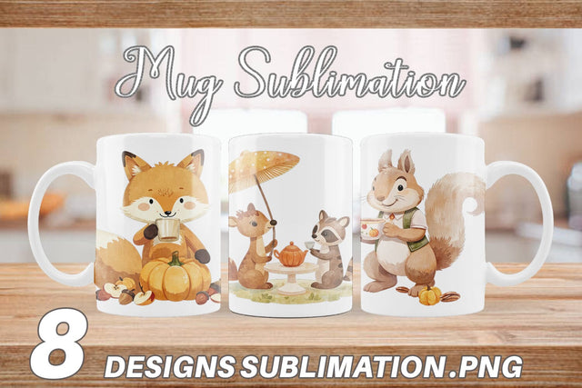 Mug Wrap Pumpkin Tea Animals Sublimation artnoy 