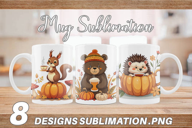 Mug Wrap Pumpkin Tea Animals Sublimation artnoy 