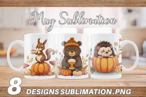 Mug Wrap Pumpkin Tea Animals Sublimation artnoy 
