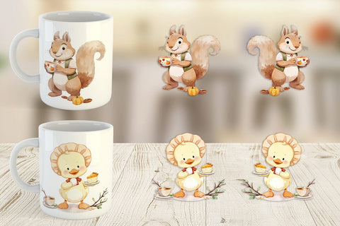 Mug Wrap Pumpkin Tea Animals Sublimation artnoy 