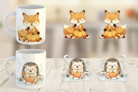 Mug Wrap Pumpkin Tea Animals Sublimation artnoy 
