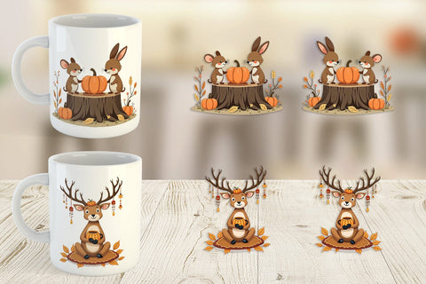Mug Wrap Pumpkin Tea Animals Sublimation artnoy 