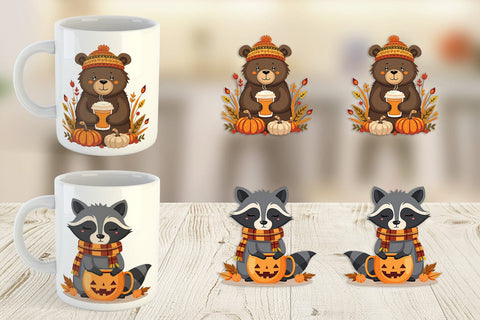 Mug Wrap Pumpkin Tea Animals Sublimation artnoy 