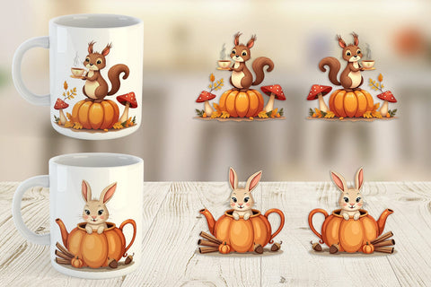 Mug Wrap Pumpkin Tea Animals Sublimation artnoy 