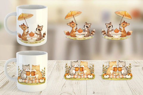 Mug Wrap Pumpkin Tea Animals Sublimation artnoy 