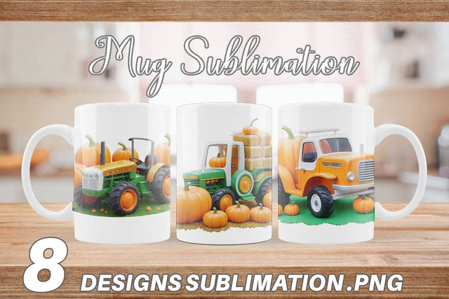 Mug Wrap Pumpkin Tractor Sublimation artnoy 