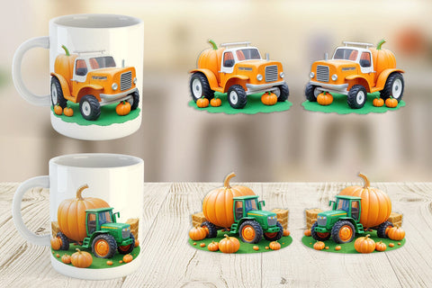 Mug Wrap Pumpkin Tractor Sublimation artnoy 