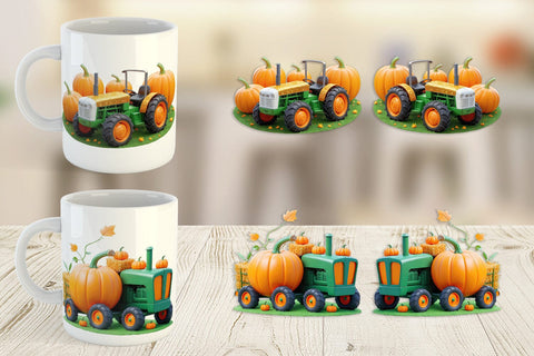 Mug Wrap Pumpkin Tractor Sublimation artnoy 