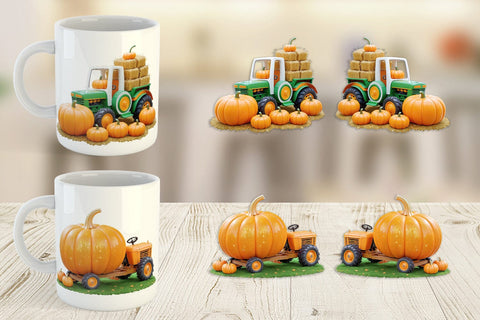 Mug Wrap Pumpkin Tractor Sublimation artnoy 