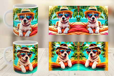 Mug Wrap Puppies in Summer Sublimation artnoy 