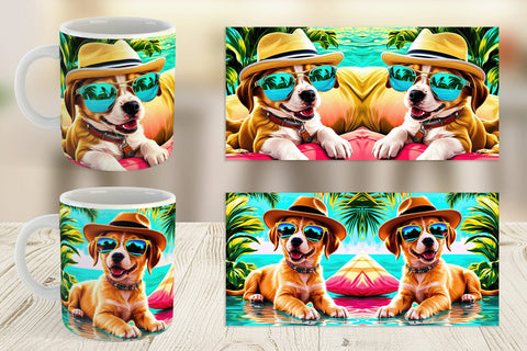 Mug Wrap Puppies in Summer Sublimation artnoy 