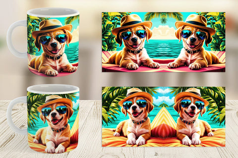 Mug Wrap Puppies in Summer Sublimation artnoy 