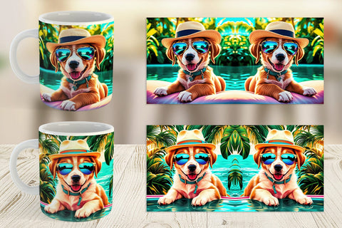 Mug Wrap Puppies in Summer Sublimation artnoy 