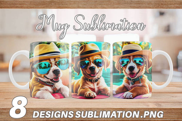 Mug Wrap Puppies in Summer Sublimation artnoy 