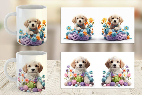 Mug Wrap Puppy Easter Embroidery Sublimation artnoy 