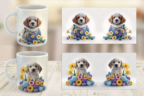 Mug Wrap Puppy Easter Embroidery Sublimation artnoy 