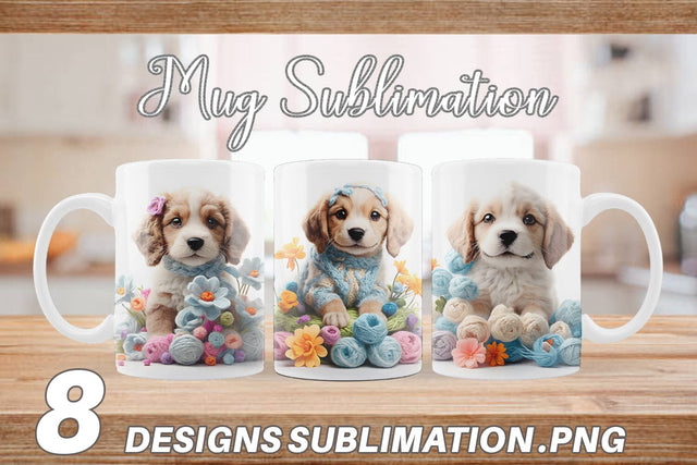 Mug Wrap Puppy Easter Embroidery Sublimation artnoy 